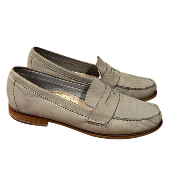 Cole Haan Penny Loafers size 8 Grey/Tan brushed leather - Picture 2 of 8